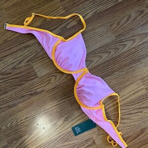 wild fable Pink Bikini Top with Yellow Trim
